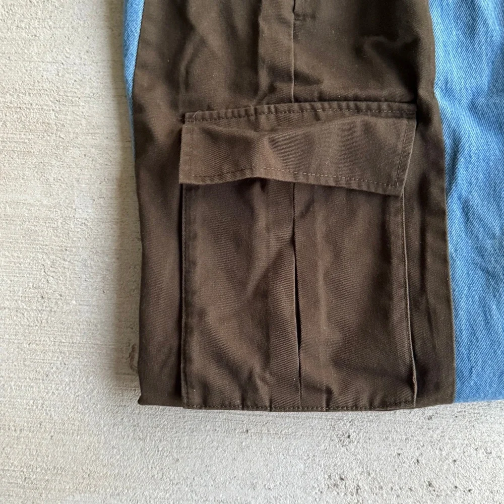 Future Collective Two-Tone Cargo Jeans Blue Brown Women's Size 00 Utility Pants